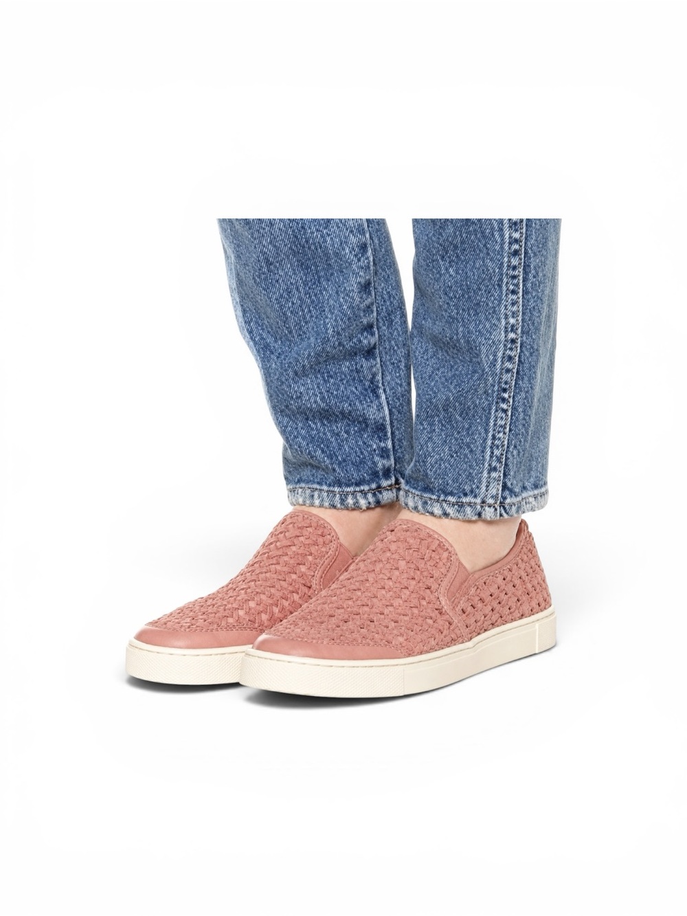 Frye Gemma Woven Suede Slip-On Sneakers • Blush Pink • Size 7.5
